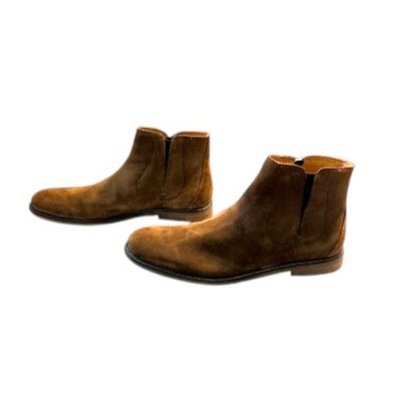 John Varvatos Ludlow Chelsea Boots 10.5 Brown Suede Italy MSRP $798 Leather main image 4